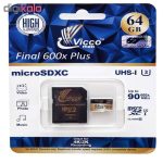 کارت حافظه microSDXC ویکومن مدل 600x plus کلاس 10 استاندارد UHS-I U3 سرعت 90MBs ظرفیت 64 گیگابایت به همراه آداپتور SD