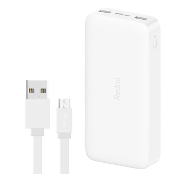 شارژر همراه شیائومی مدل Redmi ظرفیت 20000 میلی آمپرساعت به همراه کابل تبدیل microUSB
