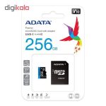 کارت حافظه‌ microSDXC ای دیتا مدل premier کلاس 10 استاندارد UHS-I U1 سرعت 100 MBps ظرفیت 256 گیگابایت به همراه آداپتور SD
