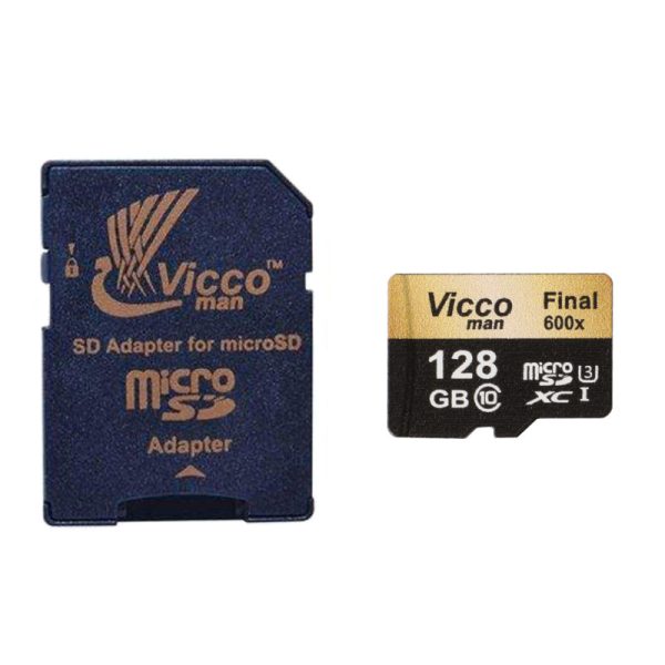 کارت حافظه microSDXC ویکومن مدل Final 600x plus کلاس 10 استاندارد UHS-I U3 سرعت 90MBs ظرفیت 128 گیگابایت به همراه آداپتور SD