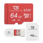 کارت حافظه microSD XC تروبایت مدل 633X-A2-V30 کلاس 10 استاندارد UHS-I U3 سرعت 95MBps ظرفیت 64 گیگابایت به همراه کارت‌خوان
