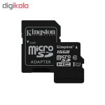 عنوان : کارت حافظه microSDHC کینگستون مدل Canvas Select کلاس 10 استاندارد UHS-I U1 سرعت 80MBps ظرفیت 16 گیگابایت به همراه آداپتور SD
