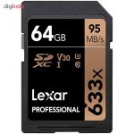 کارت حافظه SDXC لکسار مدل Professional کلاس 10 استاندارد UHS-I U3 سرعت 95MBps ظرفیت 64 گیگابایت
