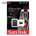 کارت حافظه microSDXC سن دیسک مدل Extreme PRO کلاس A2 استاندارد UHS-I U3 سرعت 170MBs ظرفیت 400 گیگابایت