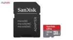 کارت حافظه microSDHC سن دیسک مدل Ultra کلاس 10 استاندارد UHS-I U1 سرعت 80MBps 533X همراه با آداپتور SD ظرفیت 32 گیگابایت