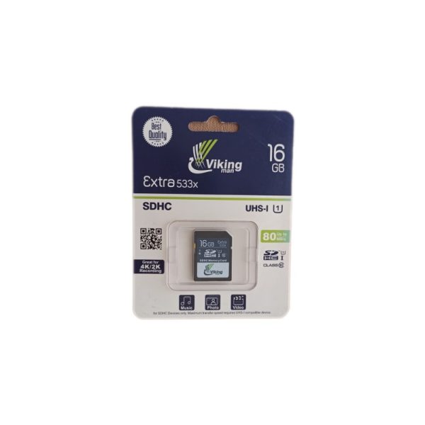 کارت حافظه‌ SDHC وایکینگ من مدل extra کلاس 10 استاندارد UHS-I U1 سرعت 80MB/s ظرفیت 16 گیگابایت