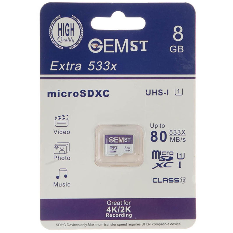 کارت حافظه microSDXC جم اس تی مدل Extra 533x کلاس 10 استاندارد UHS-I سرعت 80MBps ظرفیت 8 گیگابایت_62b9666daf1d1.jpeg کارت حافظه microSDXC جم اس تی مدل Extra 533x کلاس 10 استاندارد UHS-I سرعت 80MBps ظرفیت 8 گیگابایت