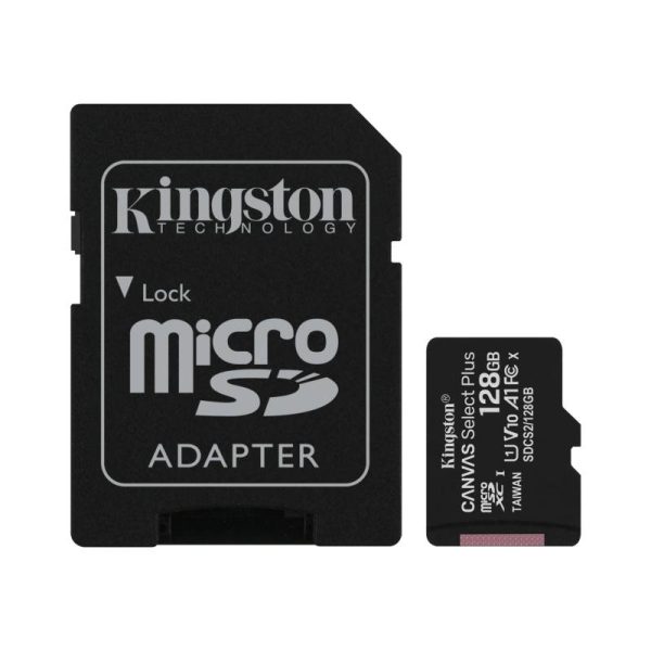 کارت حافظه microSDXC کینگستون مدل CANVAS کلاس 10 استاندارد UHS-I U1 سرعت 100MBps ظرفیت 128 گیگابایت به همراه آداپتور SD