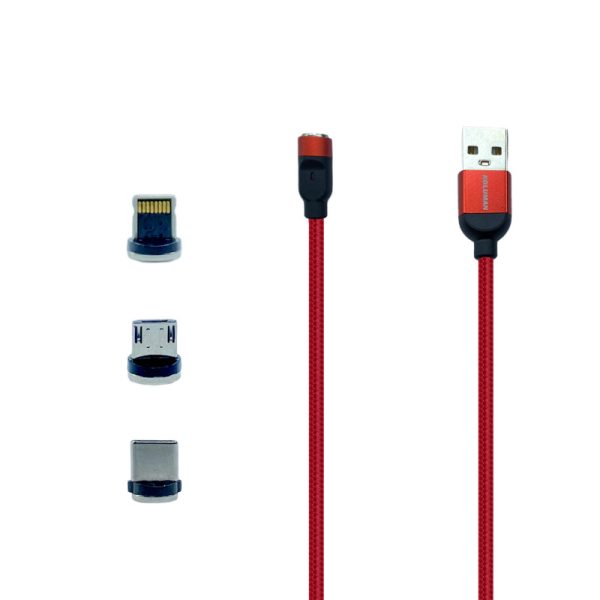 کابل تبدیل مغناطیسی USB به MicroUSB / USB-C / لایتنینگ کلومن مدل KD-M60 طول 1 متر